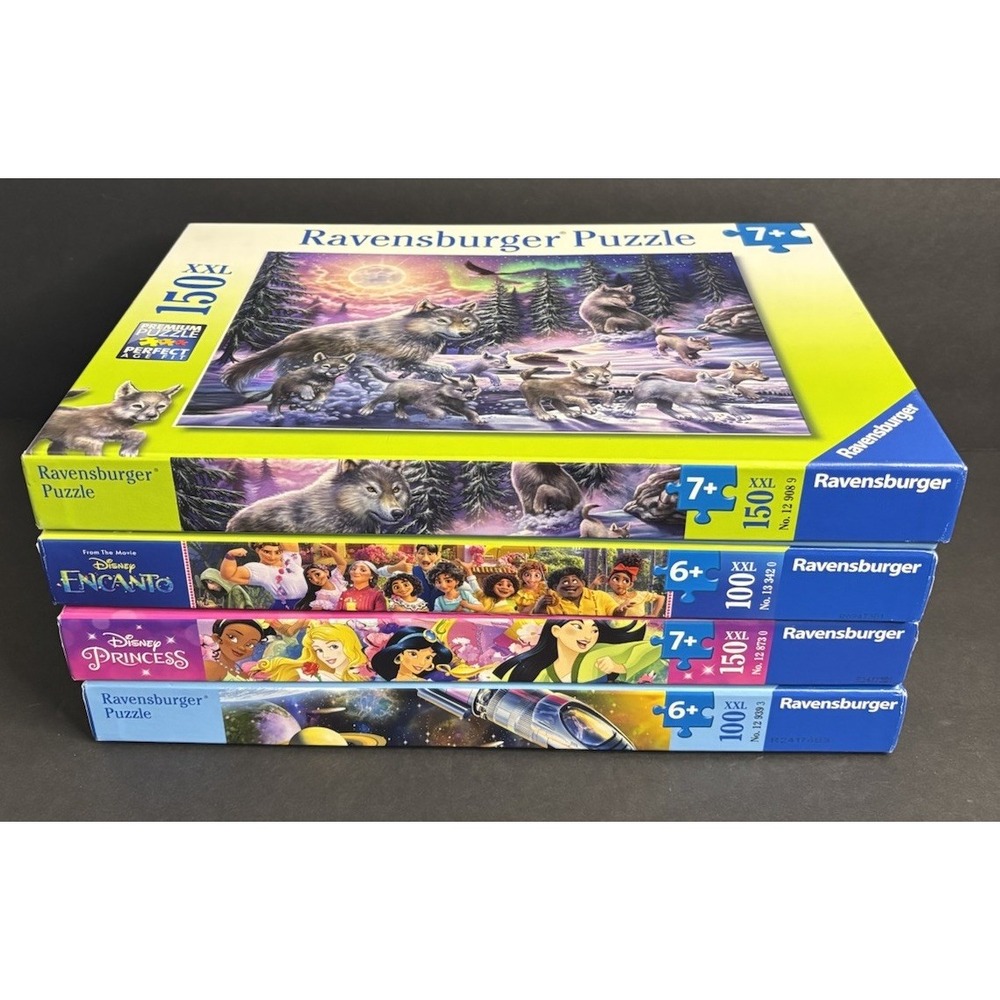 4 Ravensburger 100 150 Piece Jigsaw Puzzles Disney Princess Encanto Wolves Space